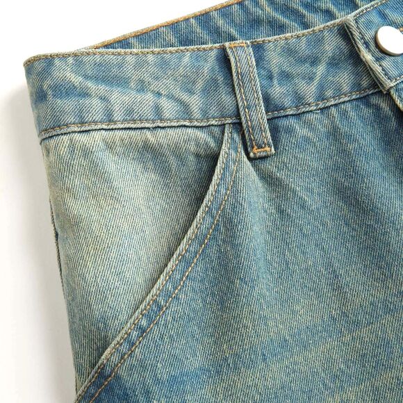 NWT Cider High Waist Wide Leg Carpenter Jeans Light Grunge Wash Size Medium NEW - Picture 11 of 16